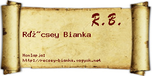 Récsey Bianka névjegykártya